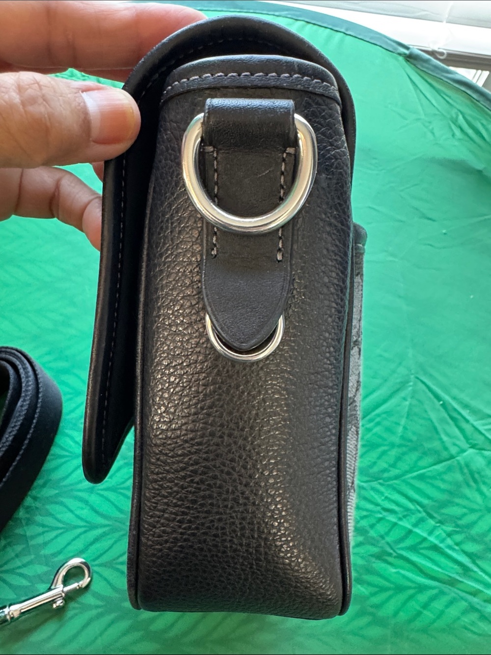 😎Coach Black 🖤Leather and Brown Signature Canvas Crossbody🖤 - Picture 10 of 17